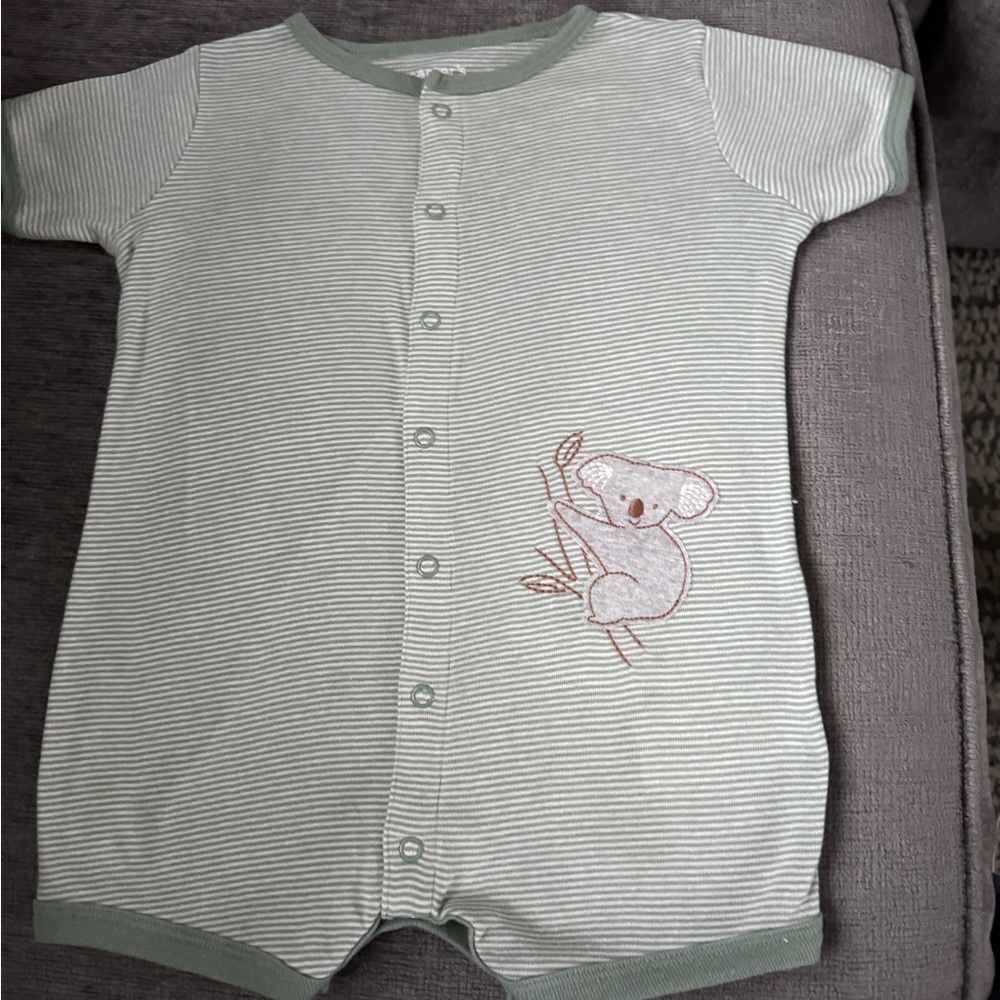 Carter's Green Striped Bodysuit with Koala